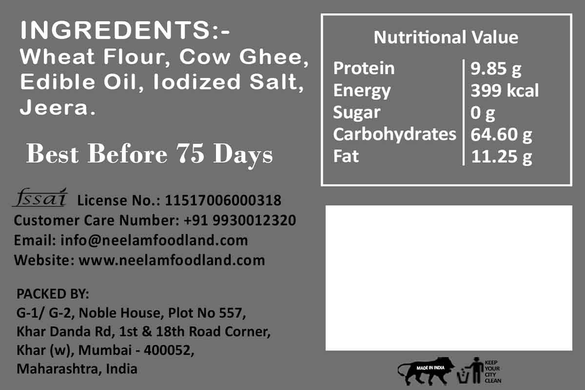 Whole Wheat Cow Ghee Jeera Khakhra 250 Gm