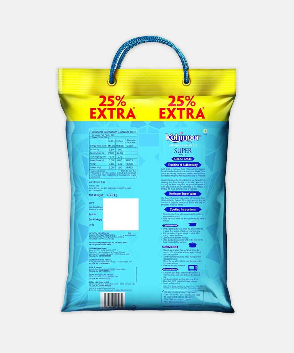 Kohinoor Super V Basmati Rice 6.25 Kg