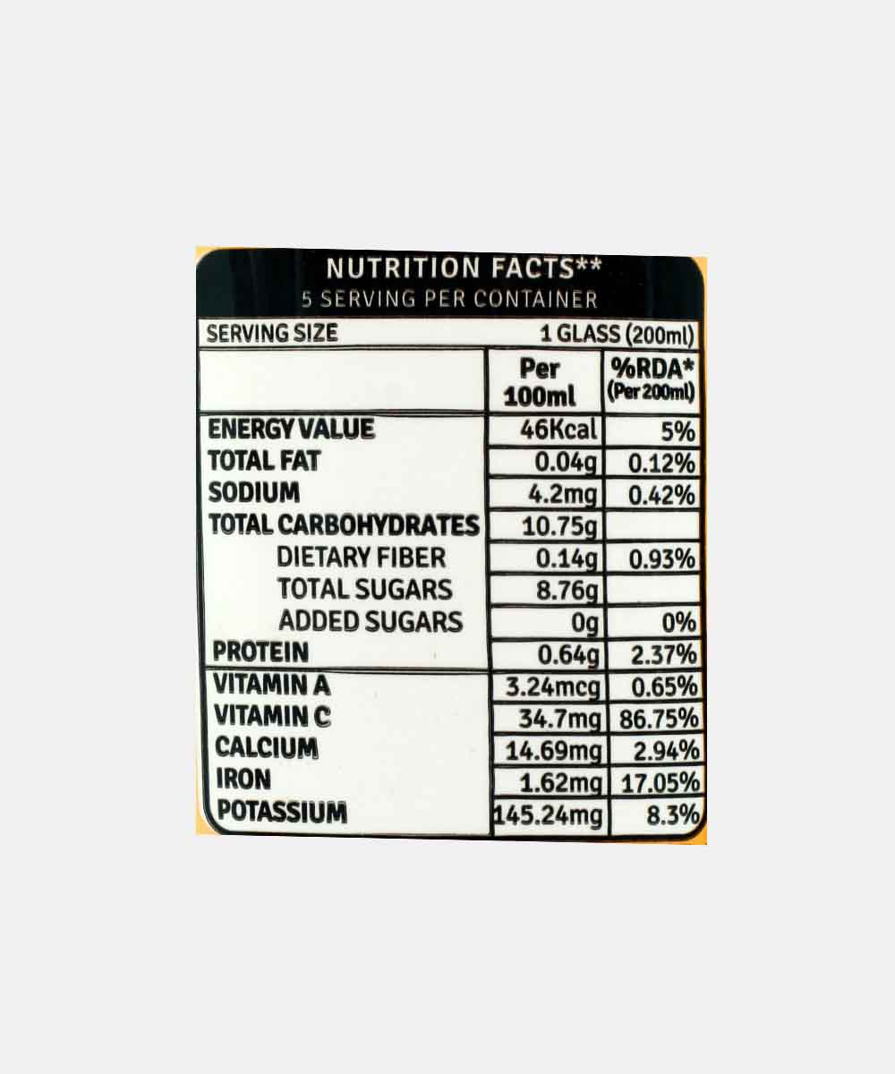 Raw Pressery Valencia Orange Juice 1 Ltr