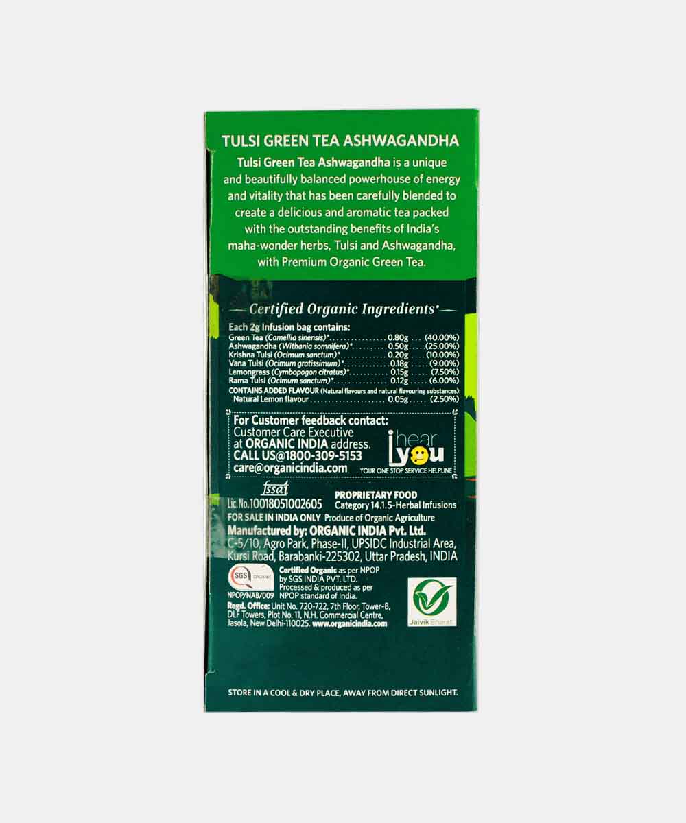 Organic India Tulsi Green Tea Ashwagandha (25 Bag)