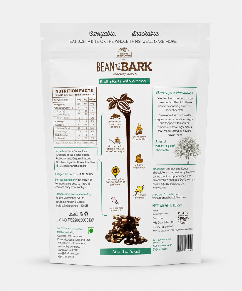 Bean To Bark Almond Crunch With Sea Salt Dark Chocolate 110 Gm