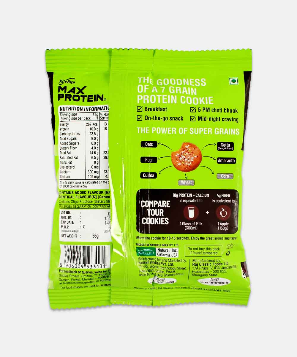 Ritebite Max Protein Nuts & Seeds 7 Grain Breakfast Cookie 55 Gm