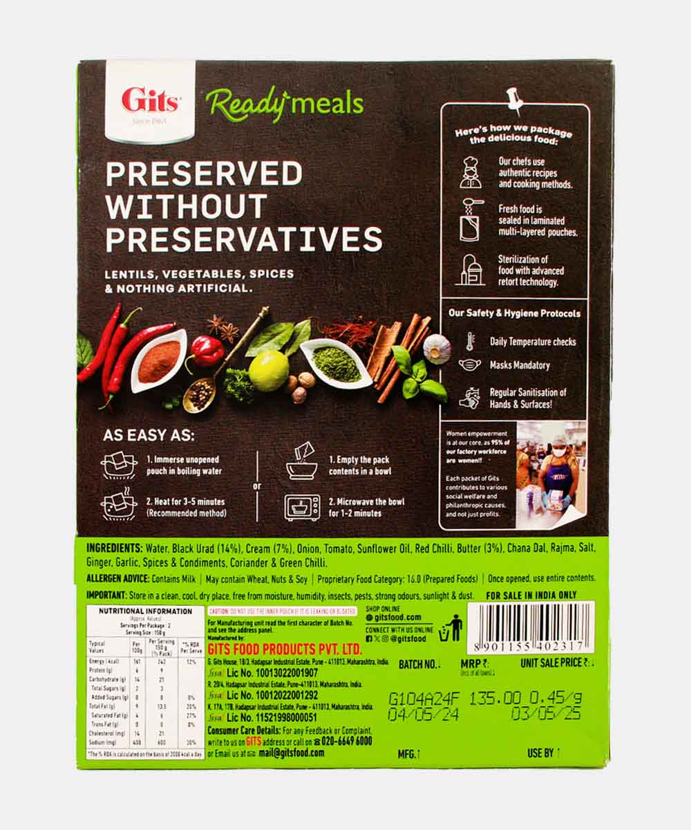 Gits Dal Makhani Ready Meals 300 Gm