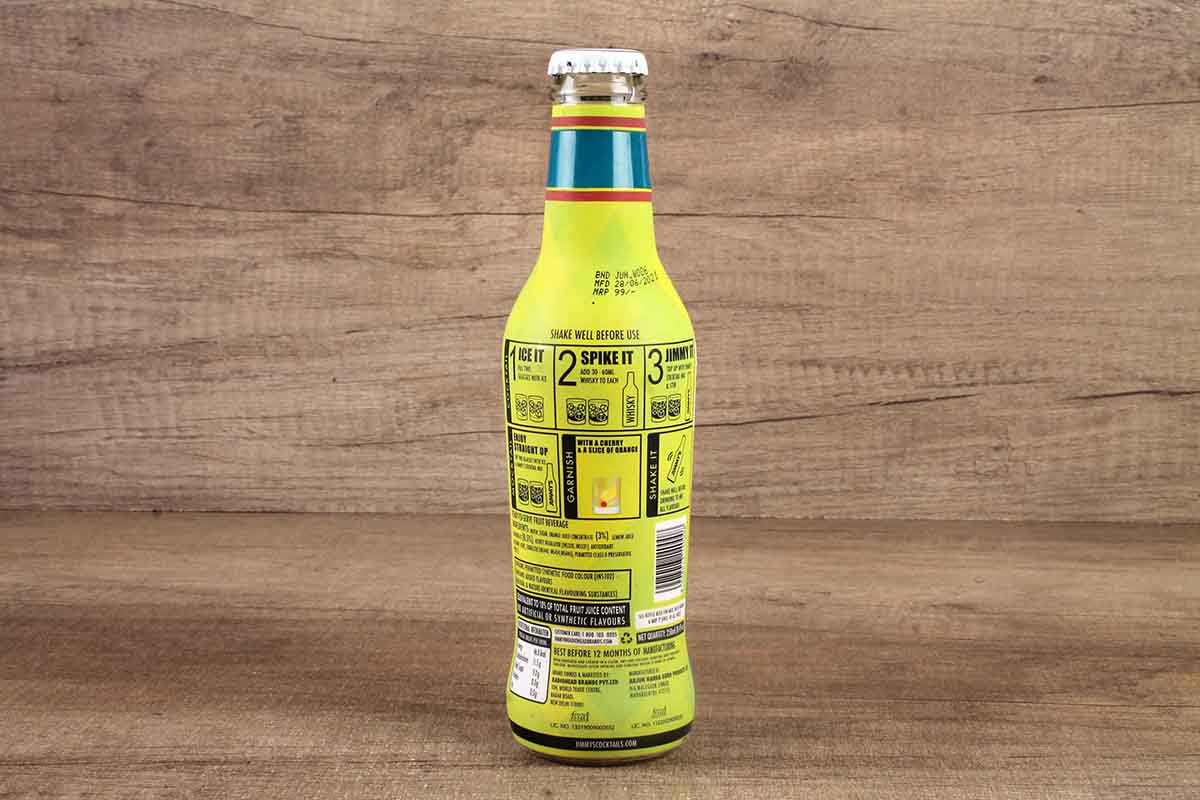 Jimmys Cocktails Whiskey Sour Non Alcoholic Drink 250 Ml