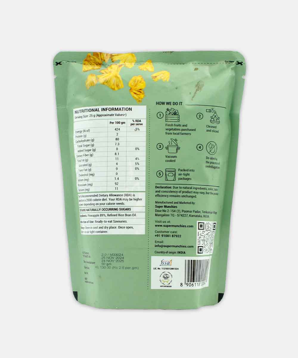Super Munchies Pineapple Chips 50 Gm