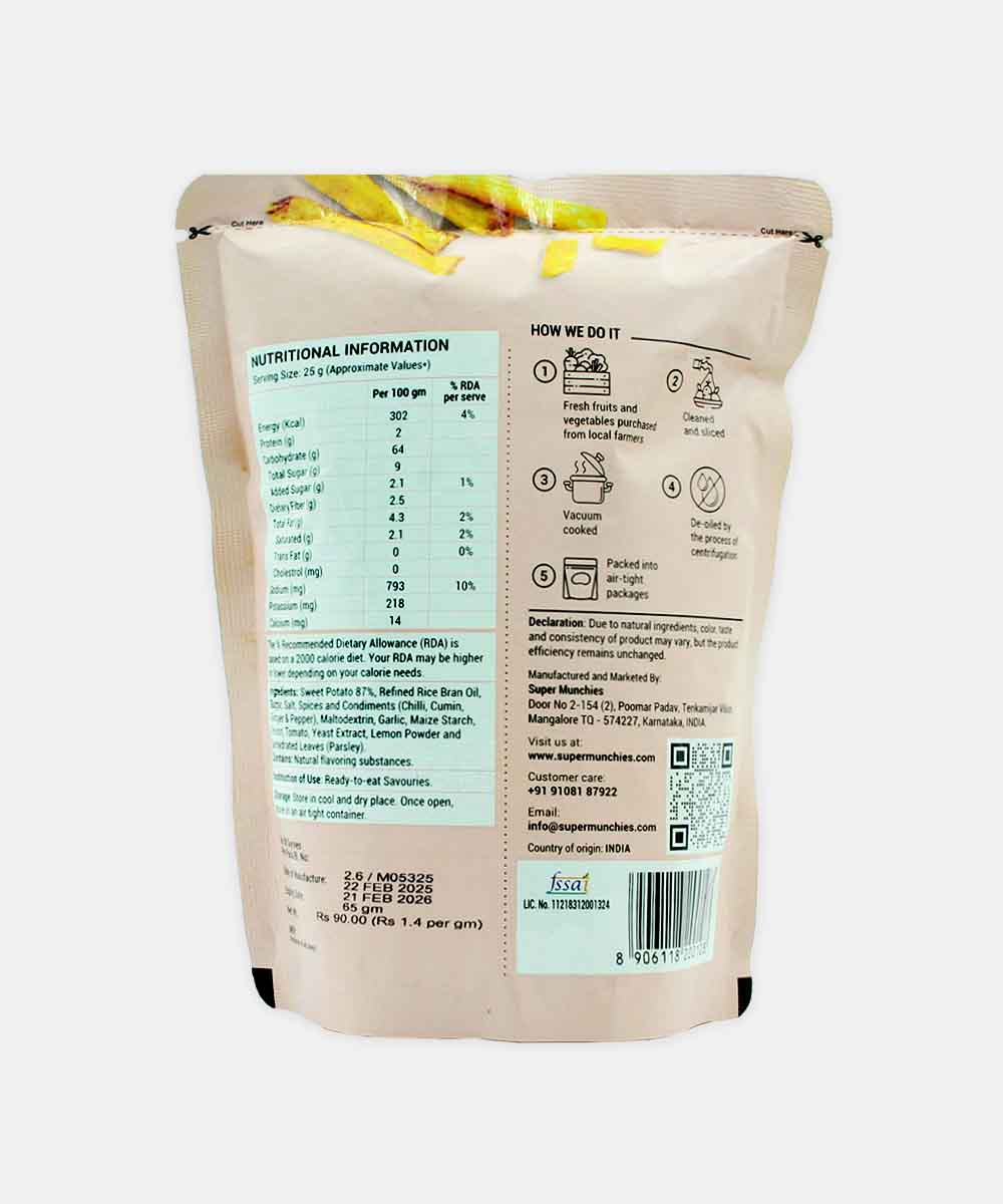 Super Munchies Tandoori Sweet Potato Chips 65 Gm