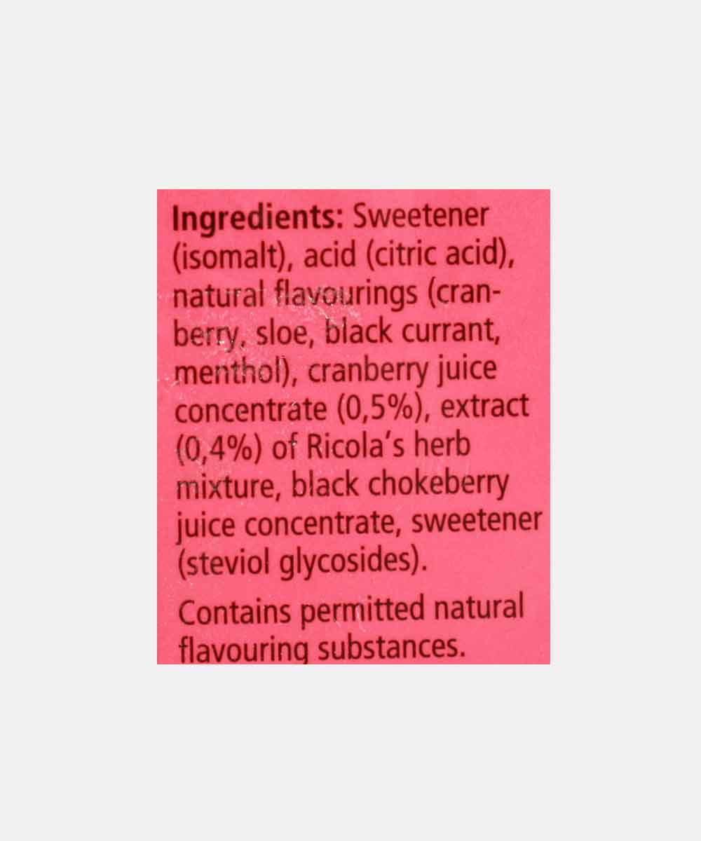 Ricola Cranberry Swiss Herb Lozenges Sugar Free Chocolate 45 Gm