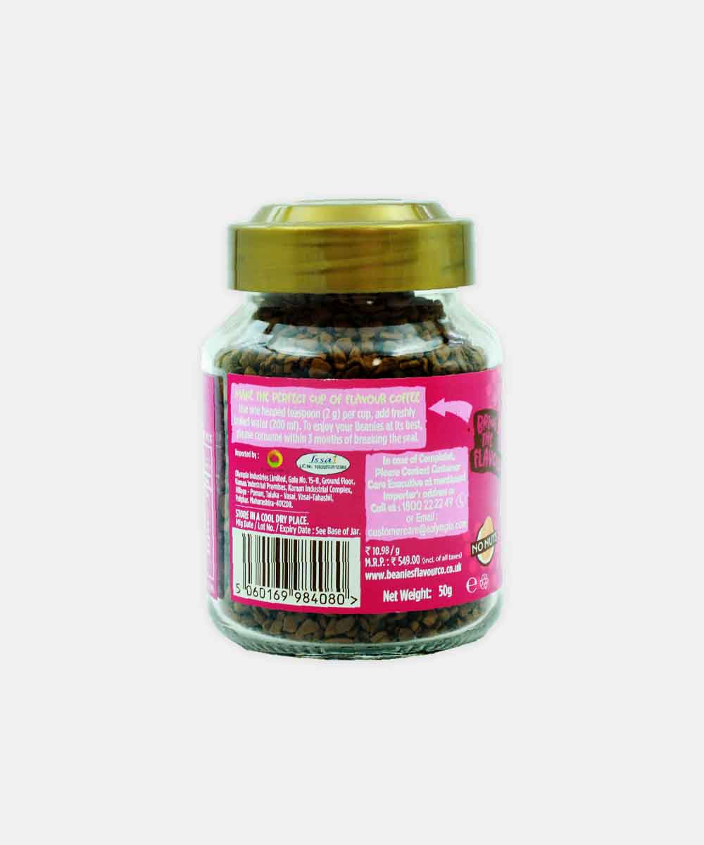 Beanies White Chocolate & Raspberry Flavour Instant Coffee 50 Gm