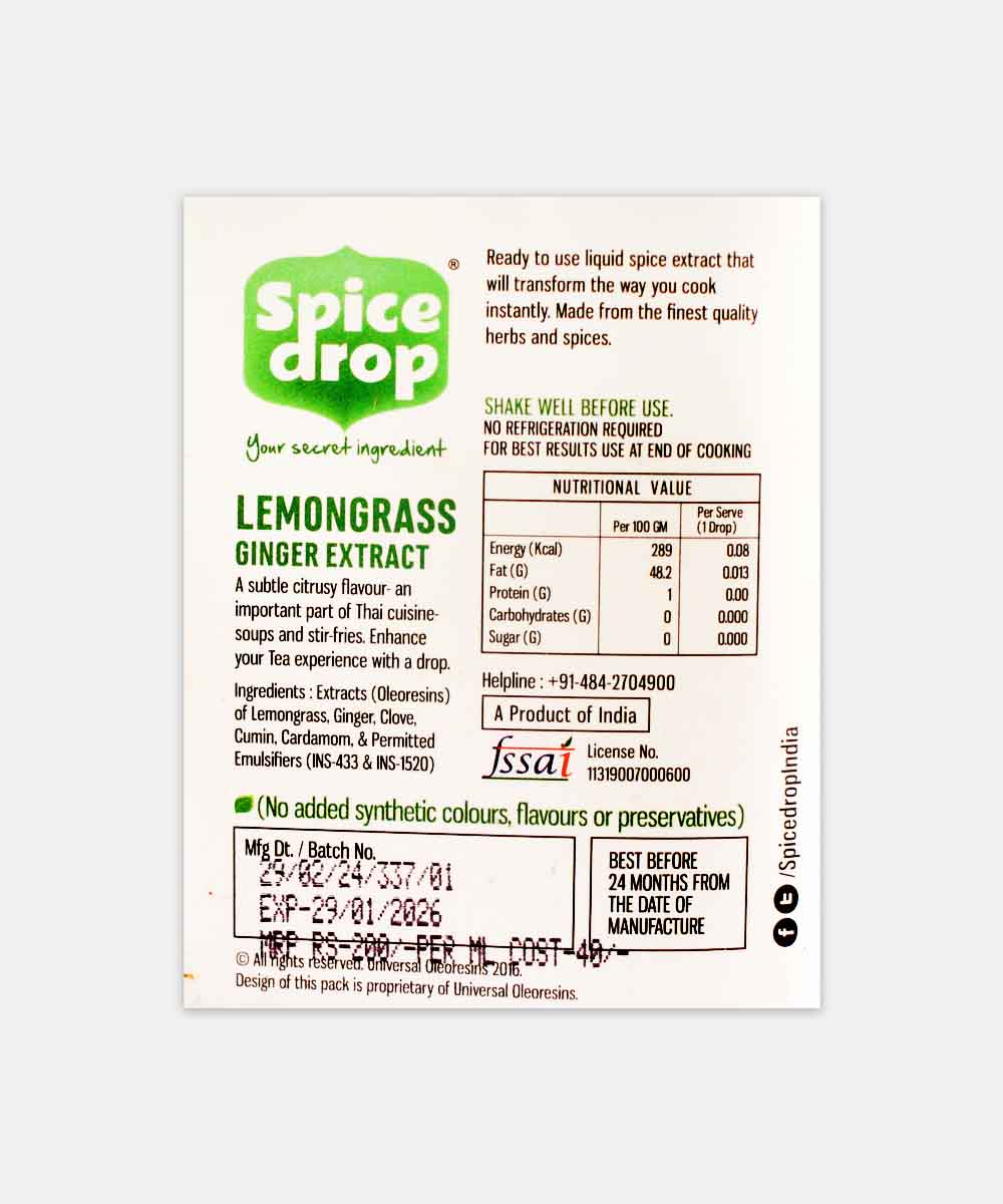 Spice Drop Lemongrass Ginger Extract 5 Ml