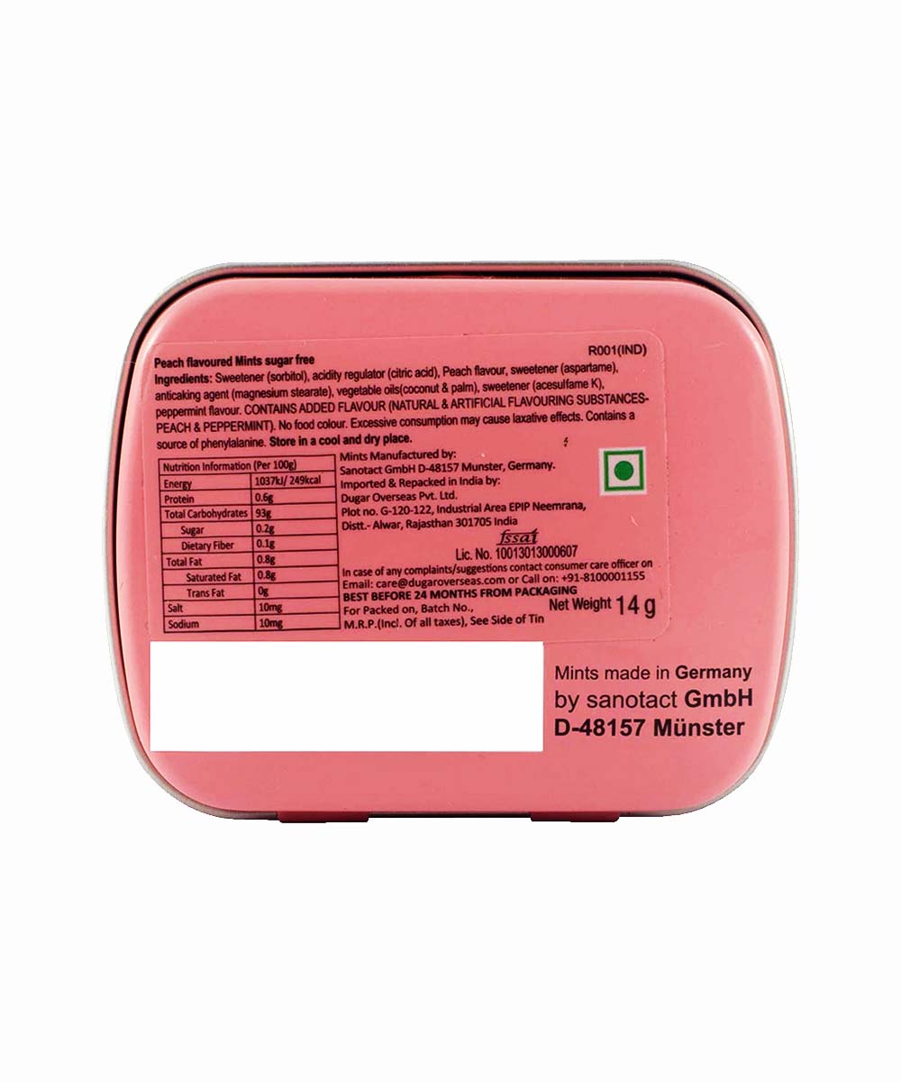 Impact Mint Sugar Free Peach Mints 14 Gm