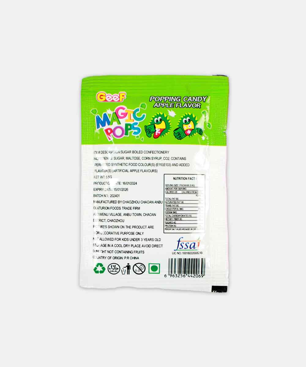 Magic Pops Popping Candy Green Apple Flavor 5.5 Gm