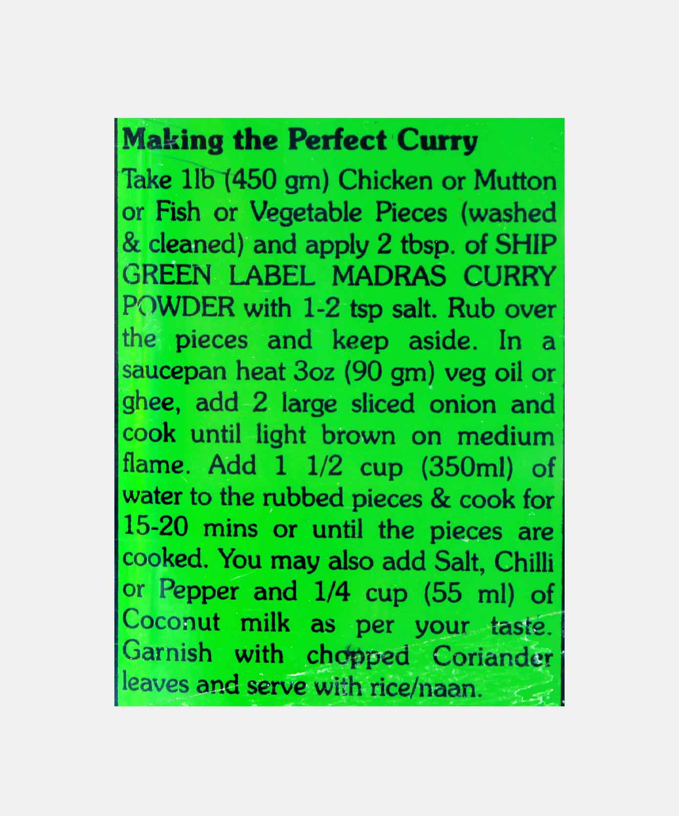 Ship Madras Curry Powder 250 Gm