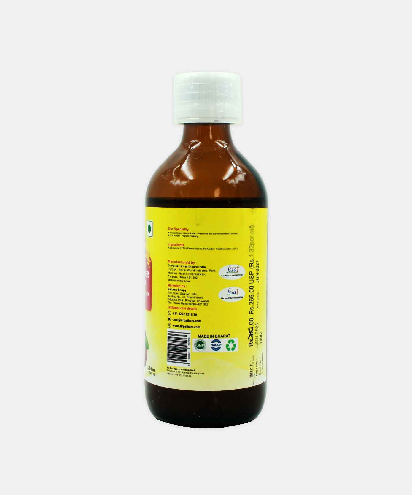 Dr Patkars Apple Cider Vinegar With Mother 200 Ml