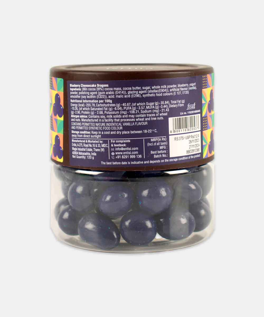 Entisi Blueberry Cheese Cake Dragees Chocolate 120 Gm