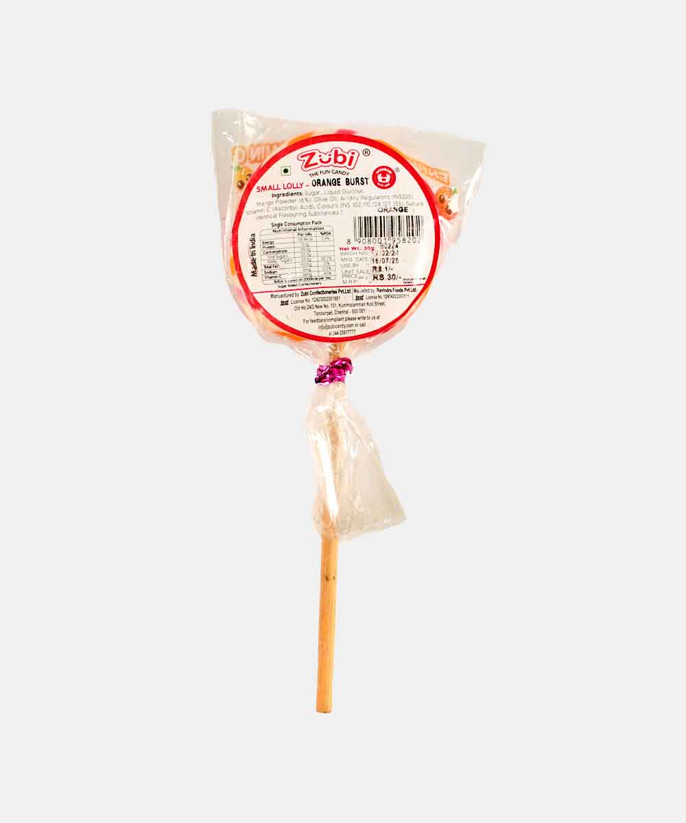 Zubi Orange Burst Candy Lollypop 30 Gm