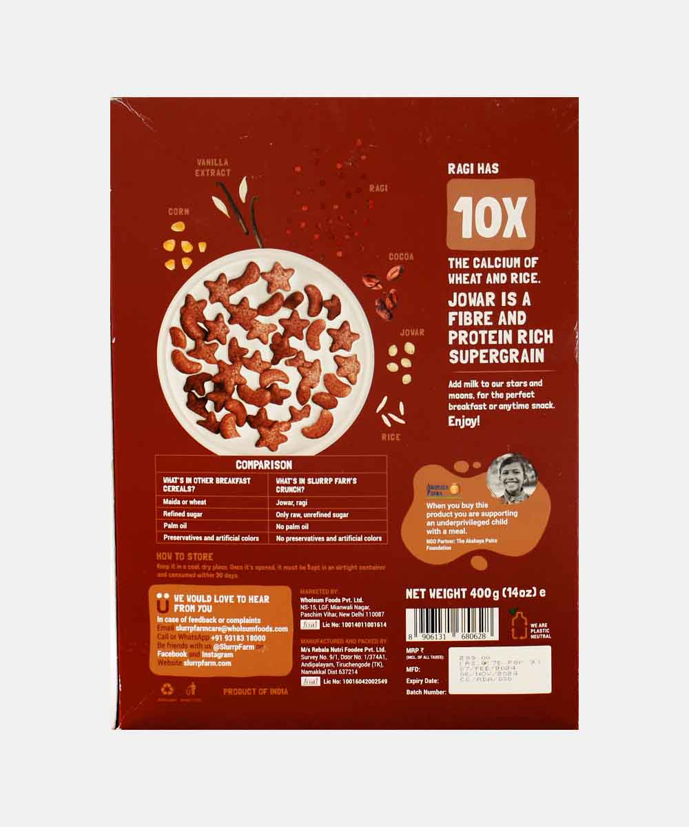 Slurrp Farm Choco Crunch Ragi Stars & Moons Cereals 400 Gm