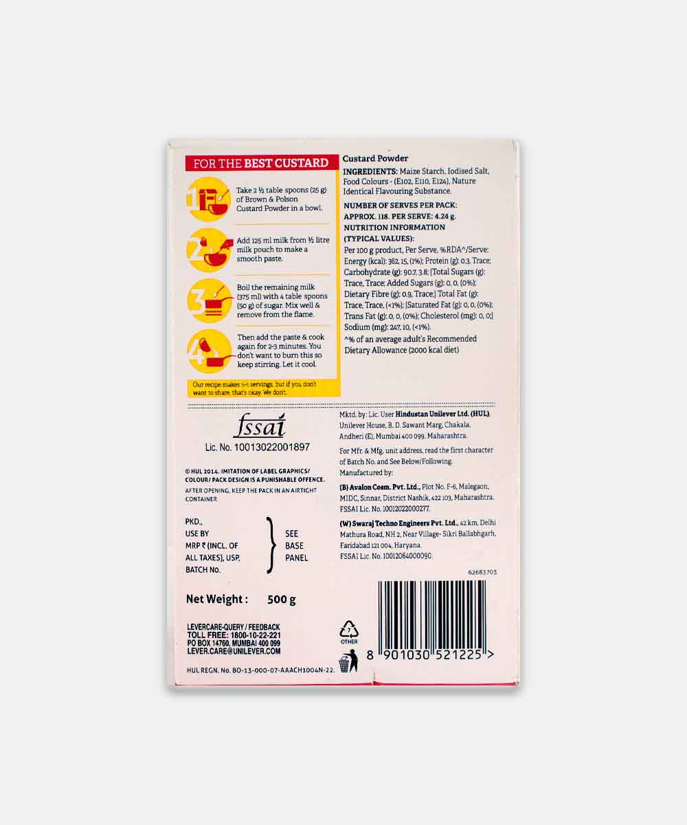 Brown & Polson Vanilla Custard Powder 500 Gm