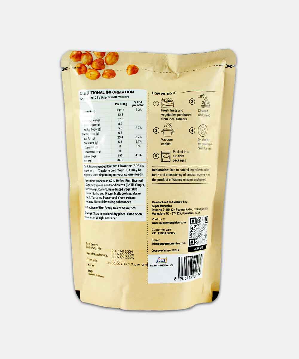 Super Munchies Vacuum Cooked Peri Peri Chickpeas 50 Gm