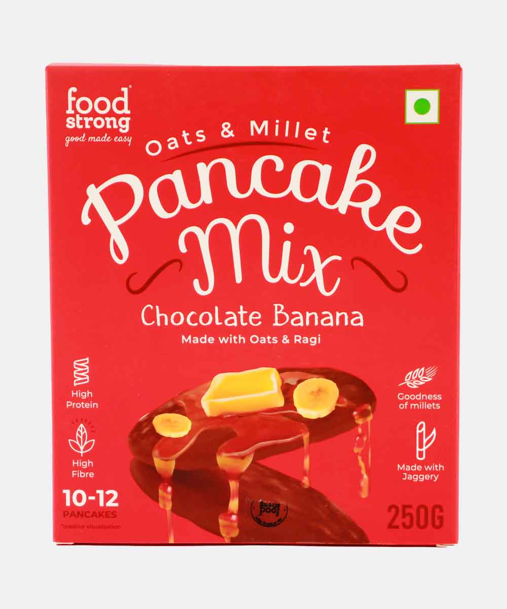 Food Strong Oats & Millet Chocolate Banana Pancake Mix 250 Gm