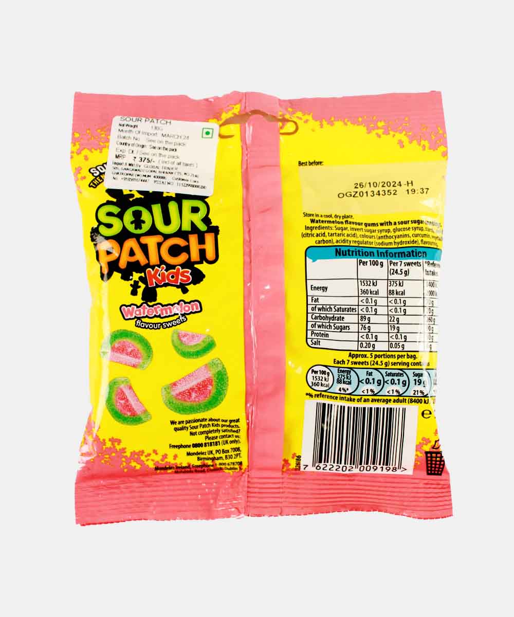 Sour Then Sweet Sour Patch Kids Watermelon Flavour 130 Gm