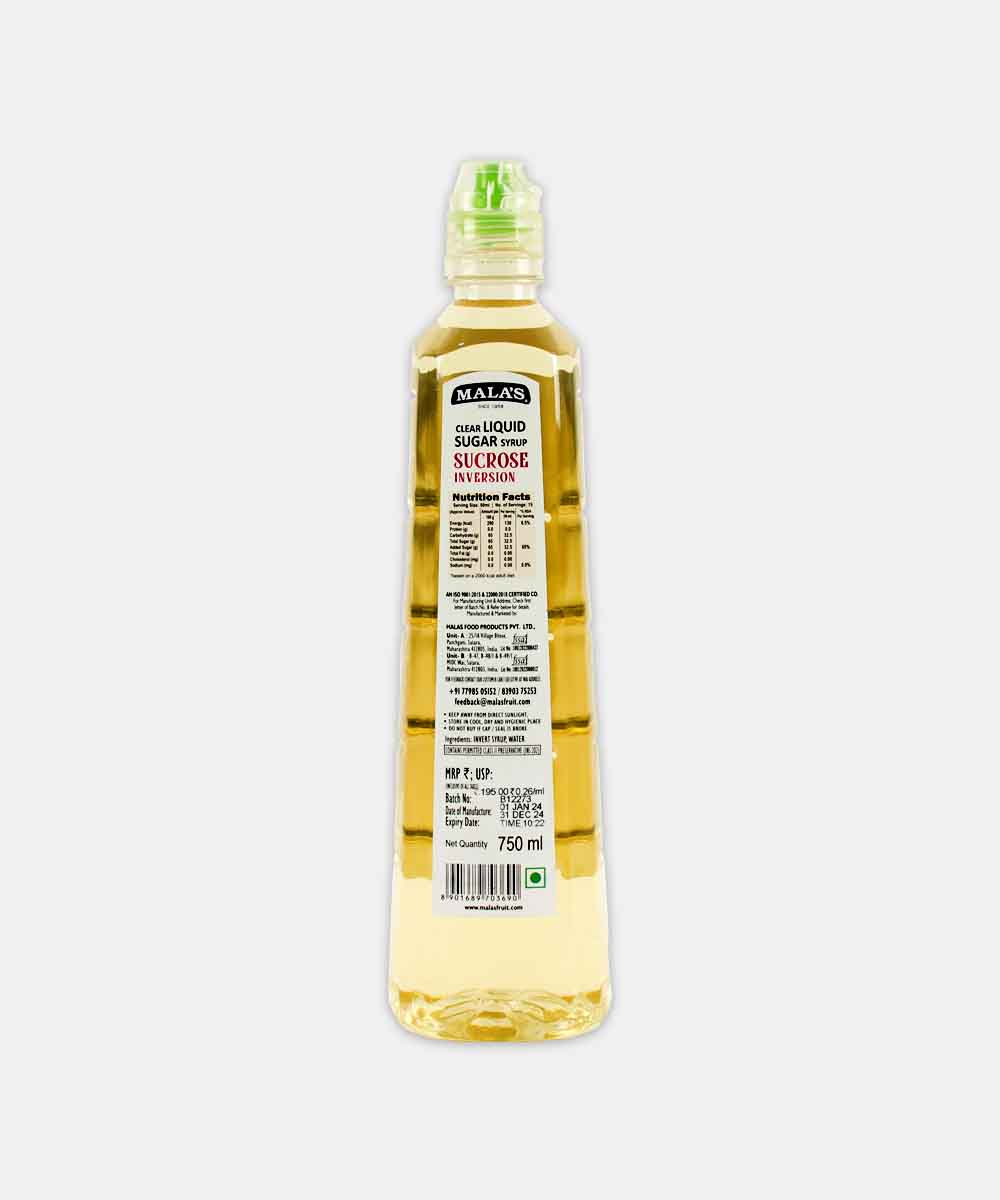 Malas Clear Liquid Sugar Syrup Sucrose Inversion 750 Ml