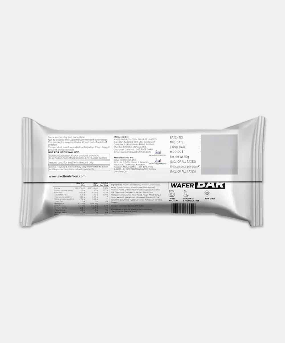 Avolt Chocolate Ganache Protein Wafer Bar 50 Gm