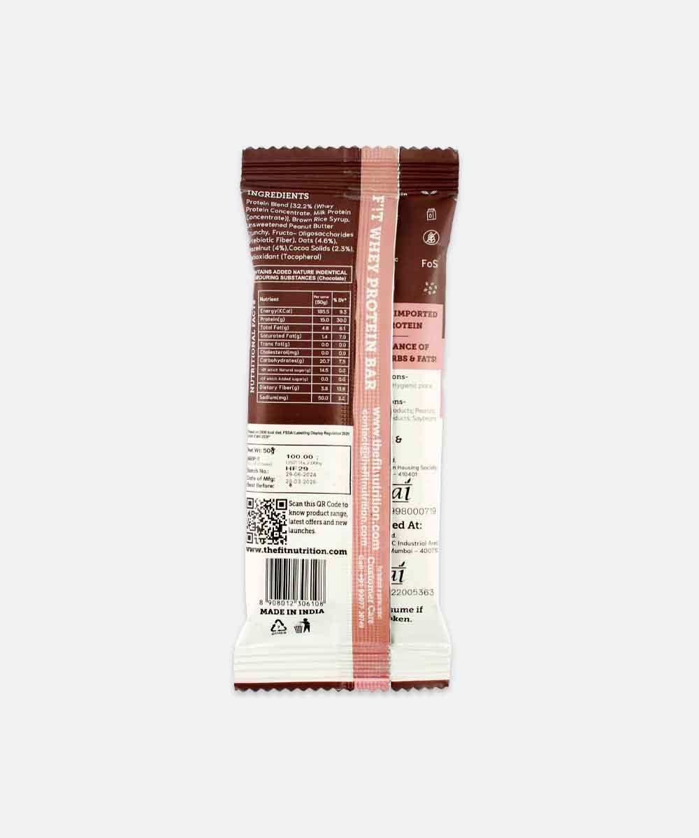 Fit Nutrition Chocolate With Hazelnut Whey Protein Bar 50 Gm