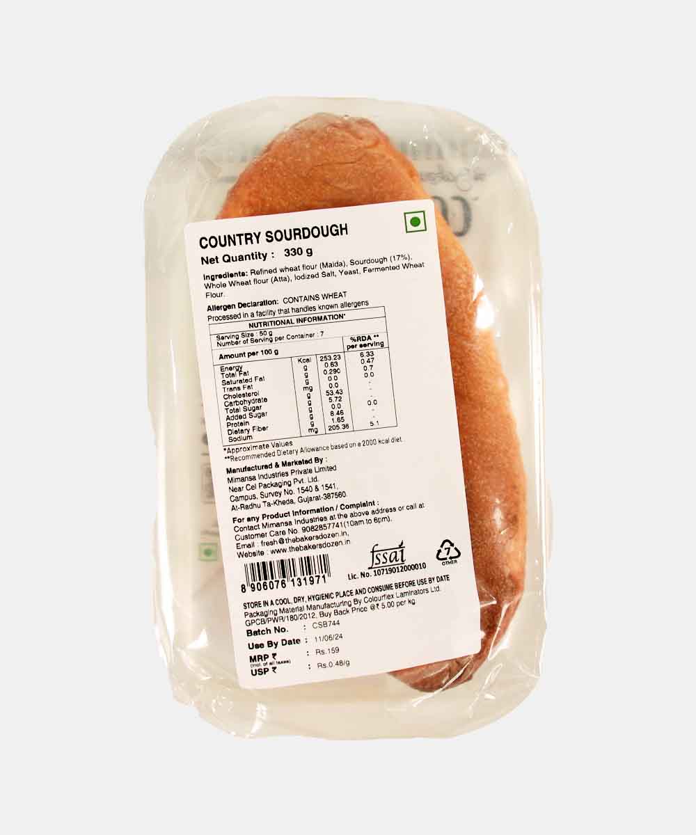The Baker Dozen French Country Sourdough Bread 330 Gm