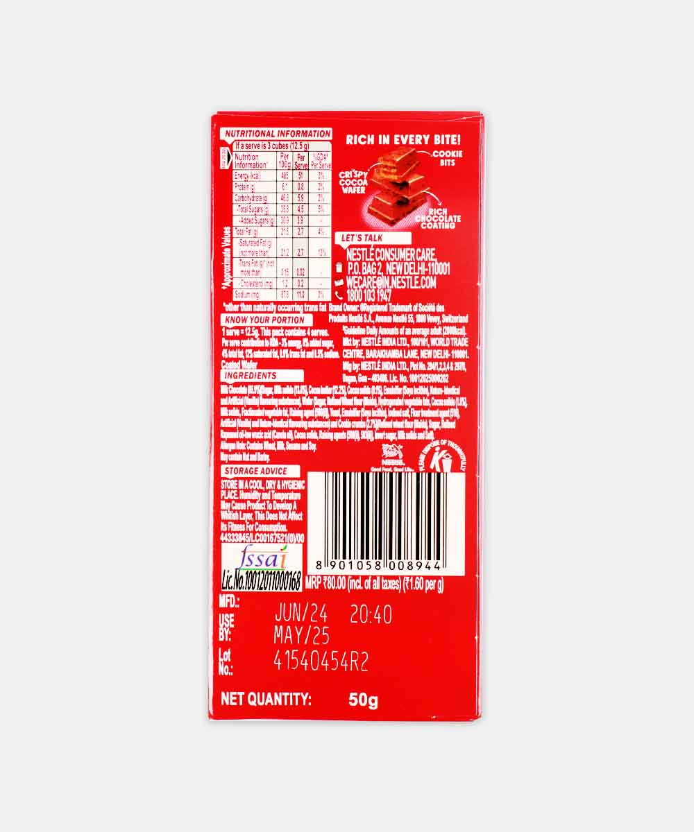 Nestle Kitkat Cookie Crumble Coated Wafer Chocolate 50 Gm