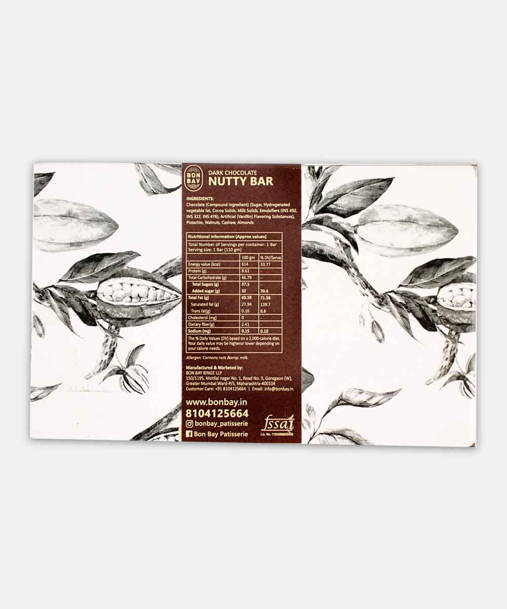Bon Bay Dark Chocolate Nutty Bar 110 Gm