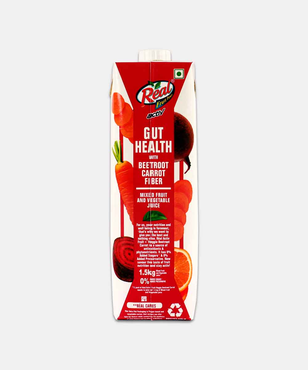 Real Active Fruit Power Gut Health With Beetroot Carrot Fiber Juice 1 Lt
