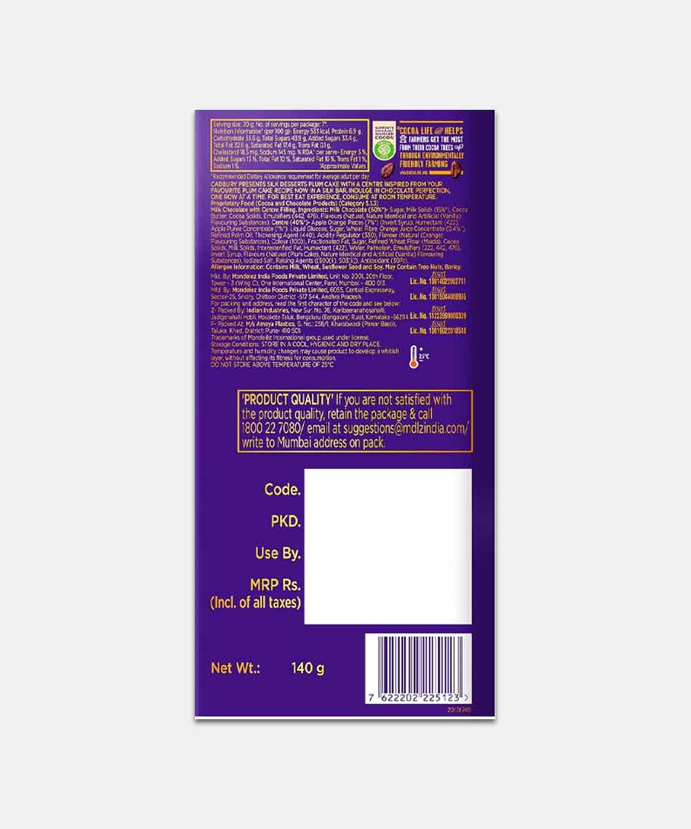 Cadbury Dairy Milk Silk Desserts Plum Cake Chocolate 140 Gm