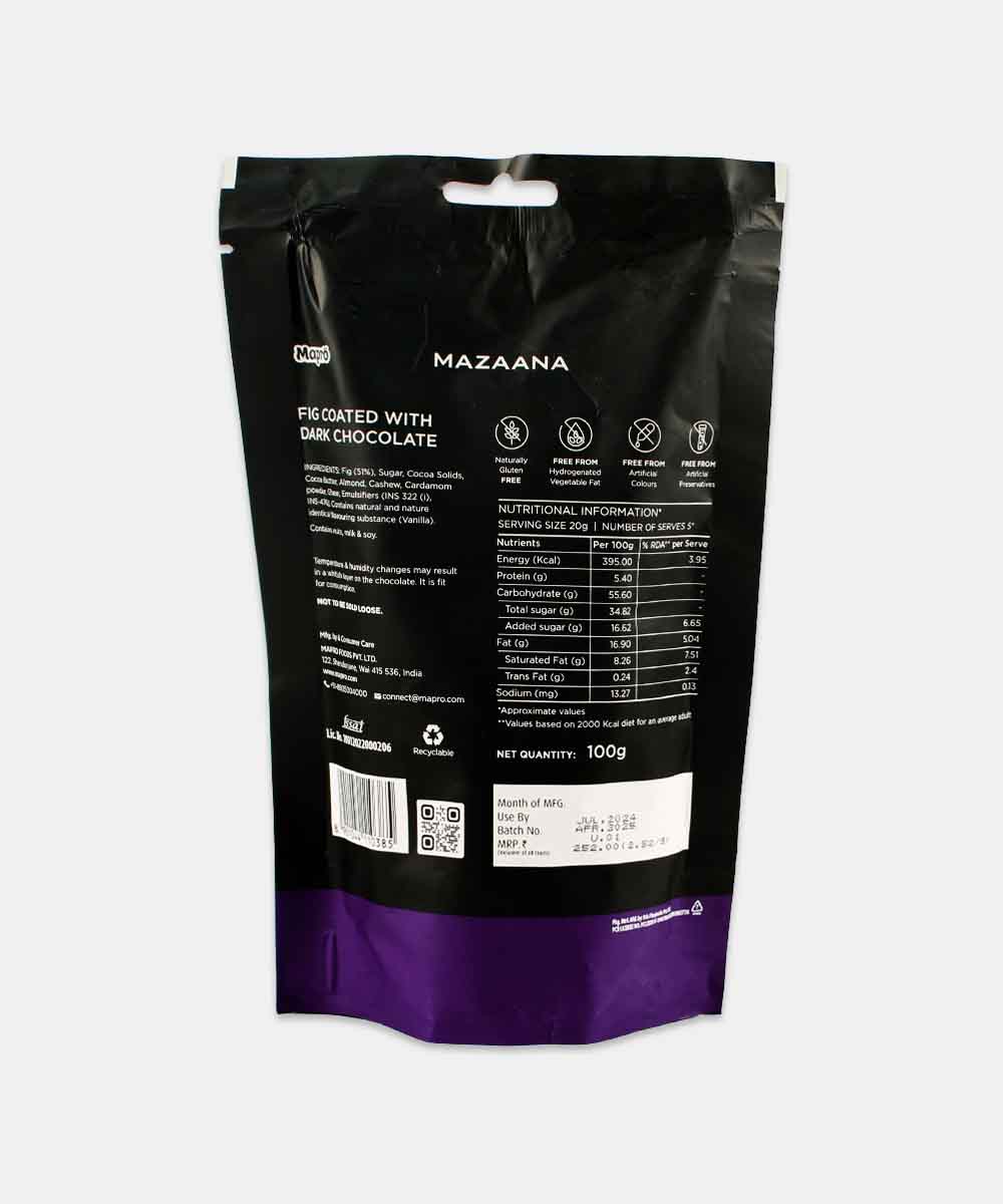 Mazaana Dark Chocolate Coated Fig 100 Gm