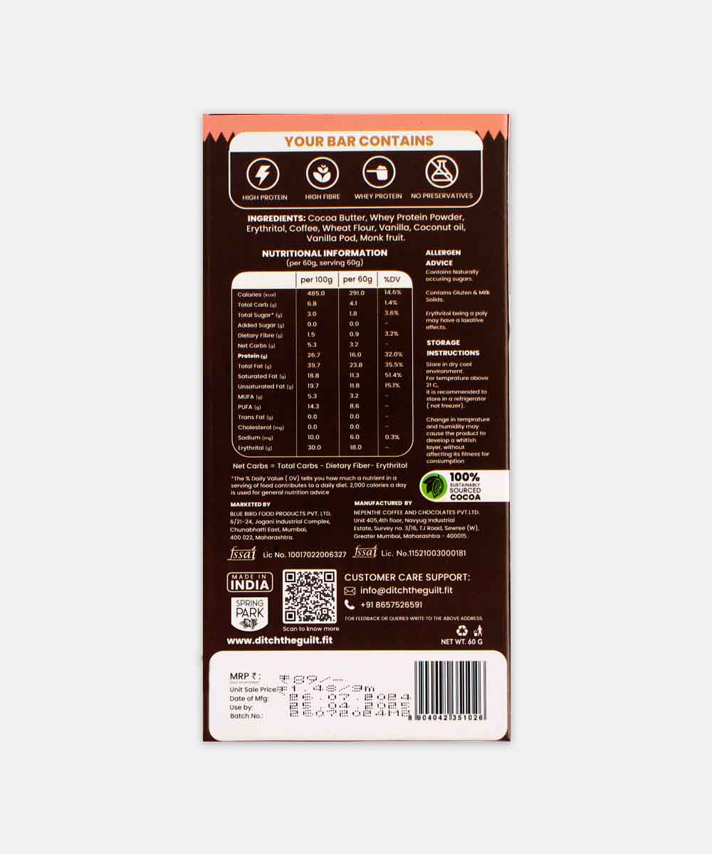 Ditch The Guilt Tiramisu Cheese Cake Chocolate 60 Gm