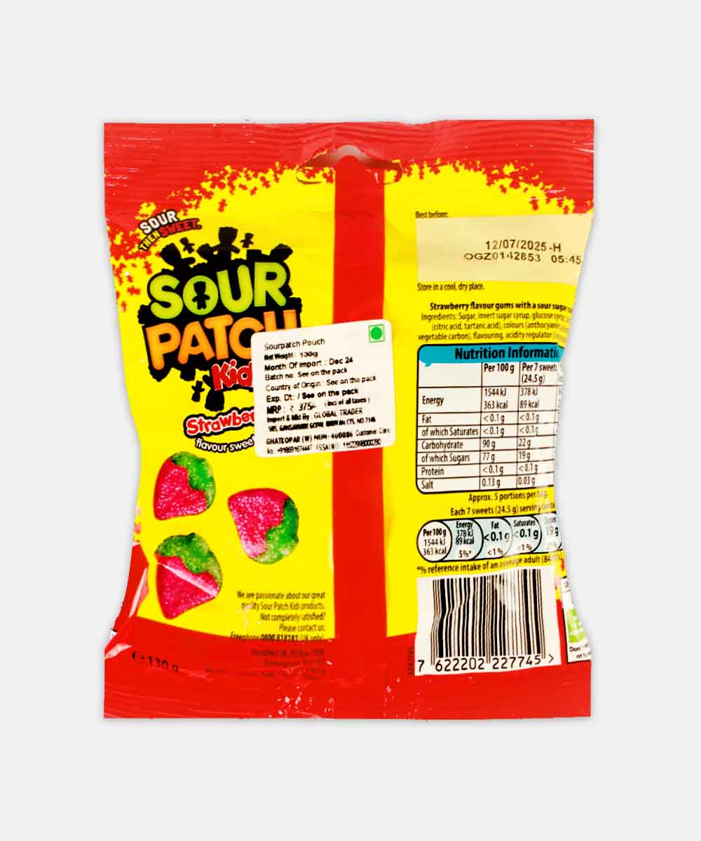 Sour Then Sweet Sour Patch Kids Strawberry 130 Gm