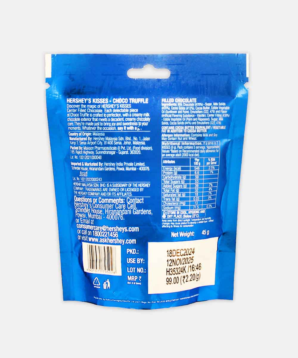 Hersheys Kisses Choco Truffle Chocolate 45 Gm