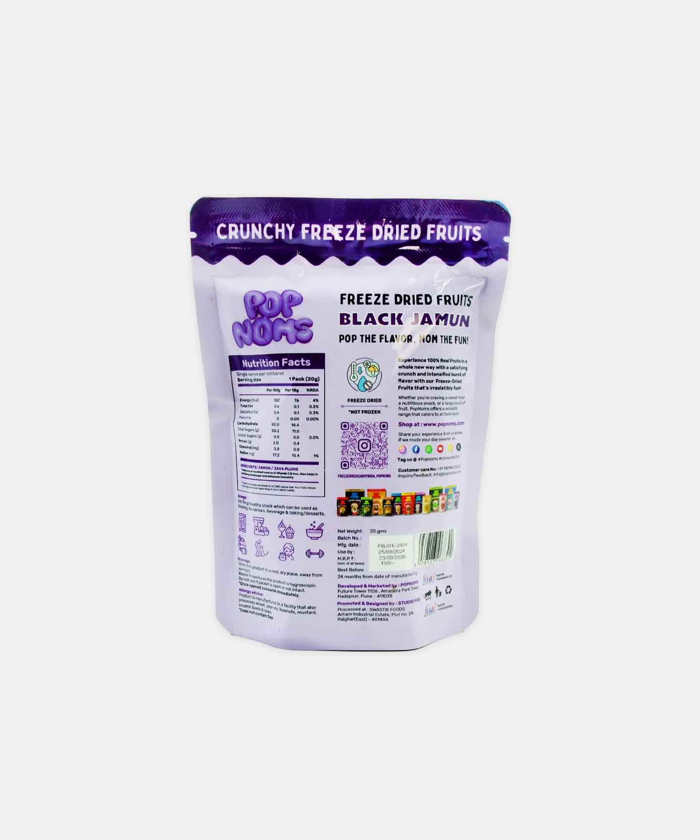 Pop Noms Black Jamun Freeze Dried Fruits 20 Gm