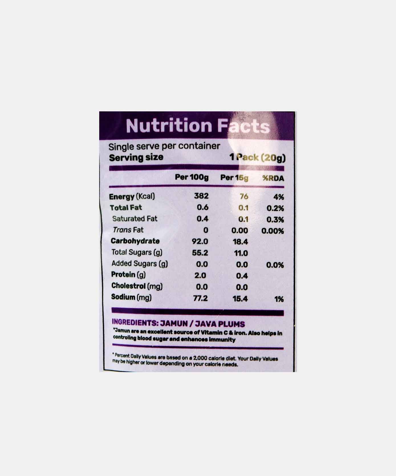 Pop Noms Black Jamun Freeze Dried Fruits 20 Gm