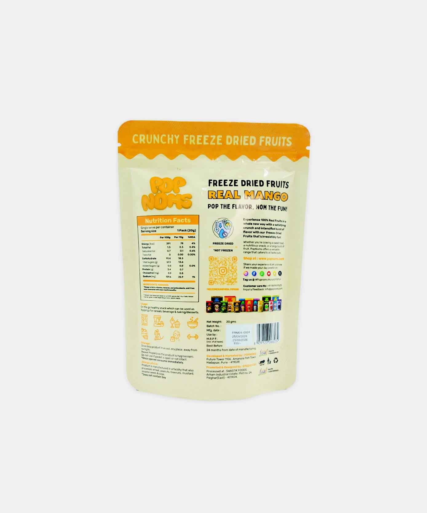 Pop Nom Real Mango Freese Dried Fruits 20 Gm