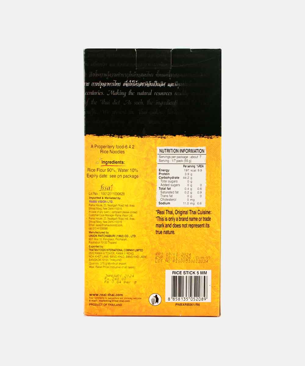 Real Thai Rice Stick 5Mm Noodles 375 Gm