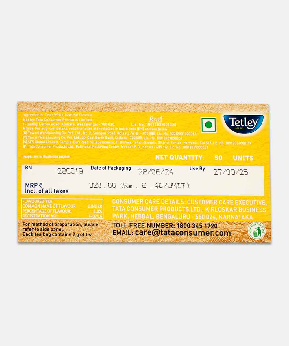 Tetley Ginger Zing Tea 50 Bag