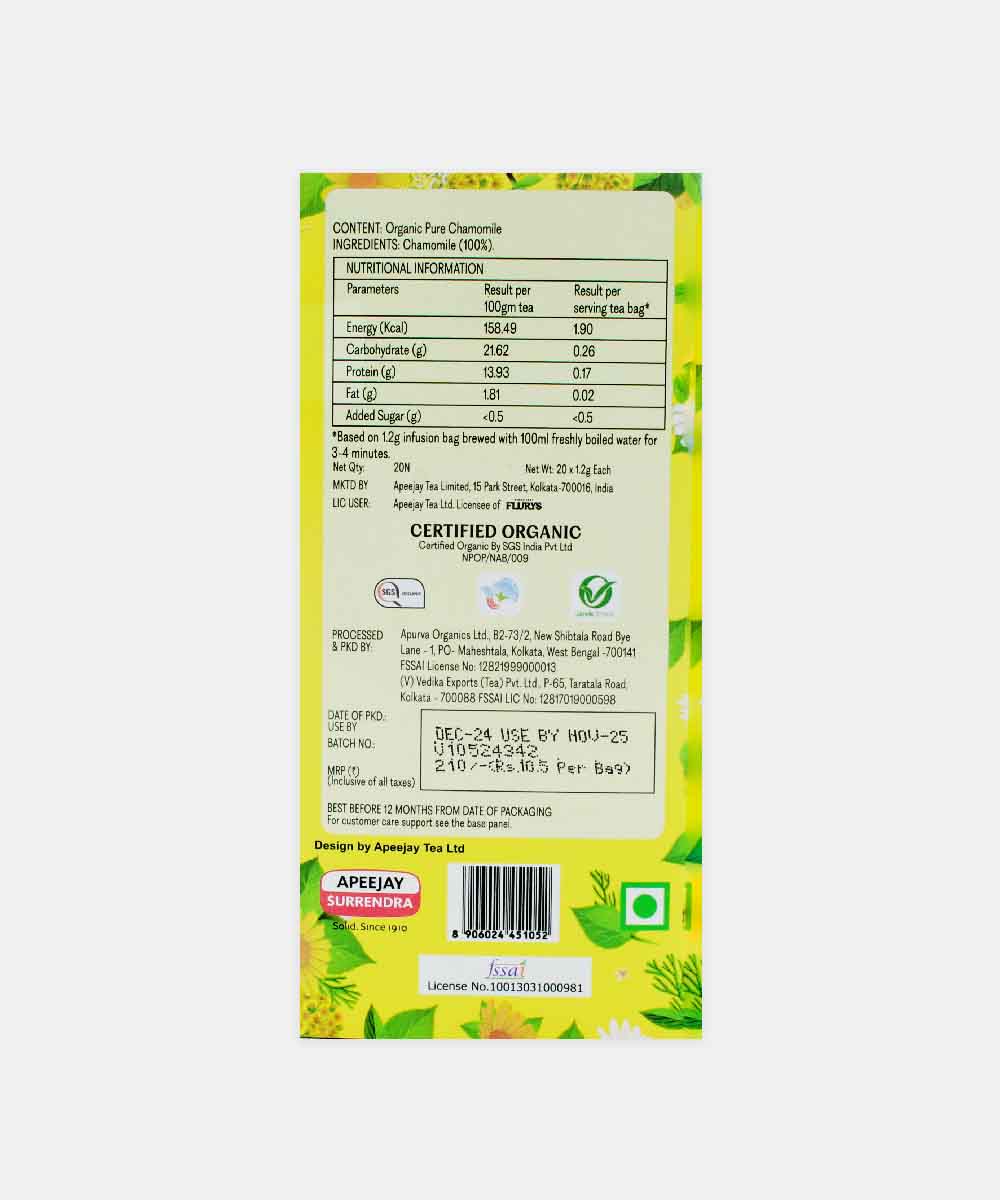 Flurys Organic Chamom Tea 25 Bag