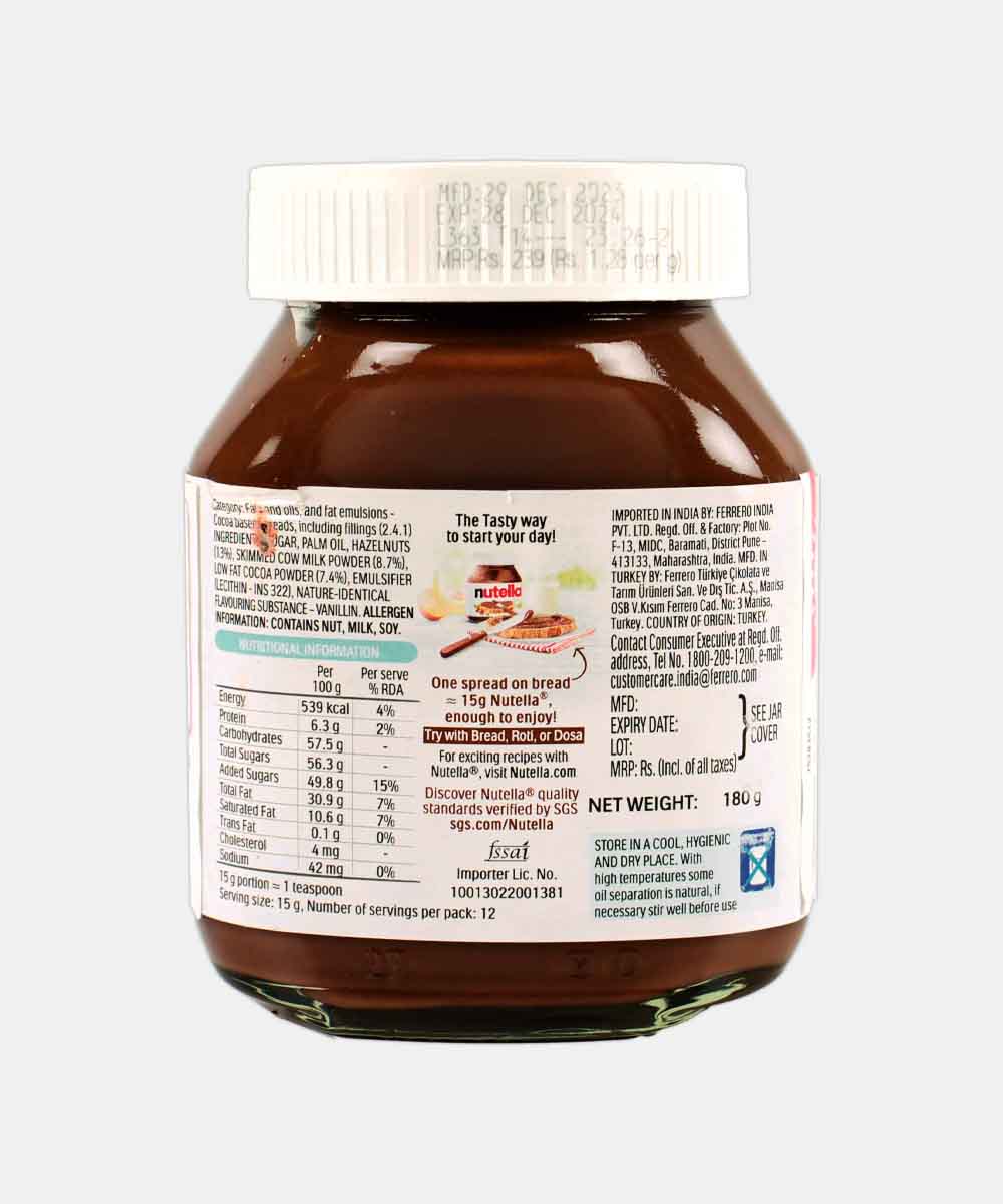Nutella Hazelnut With Cocoa Spread 180 Gm