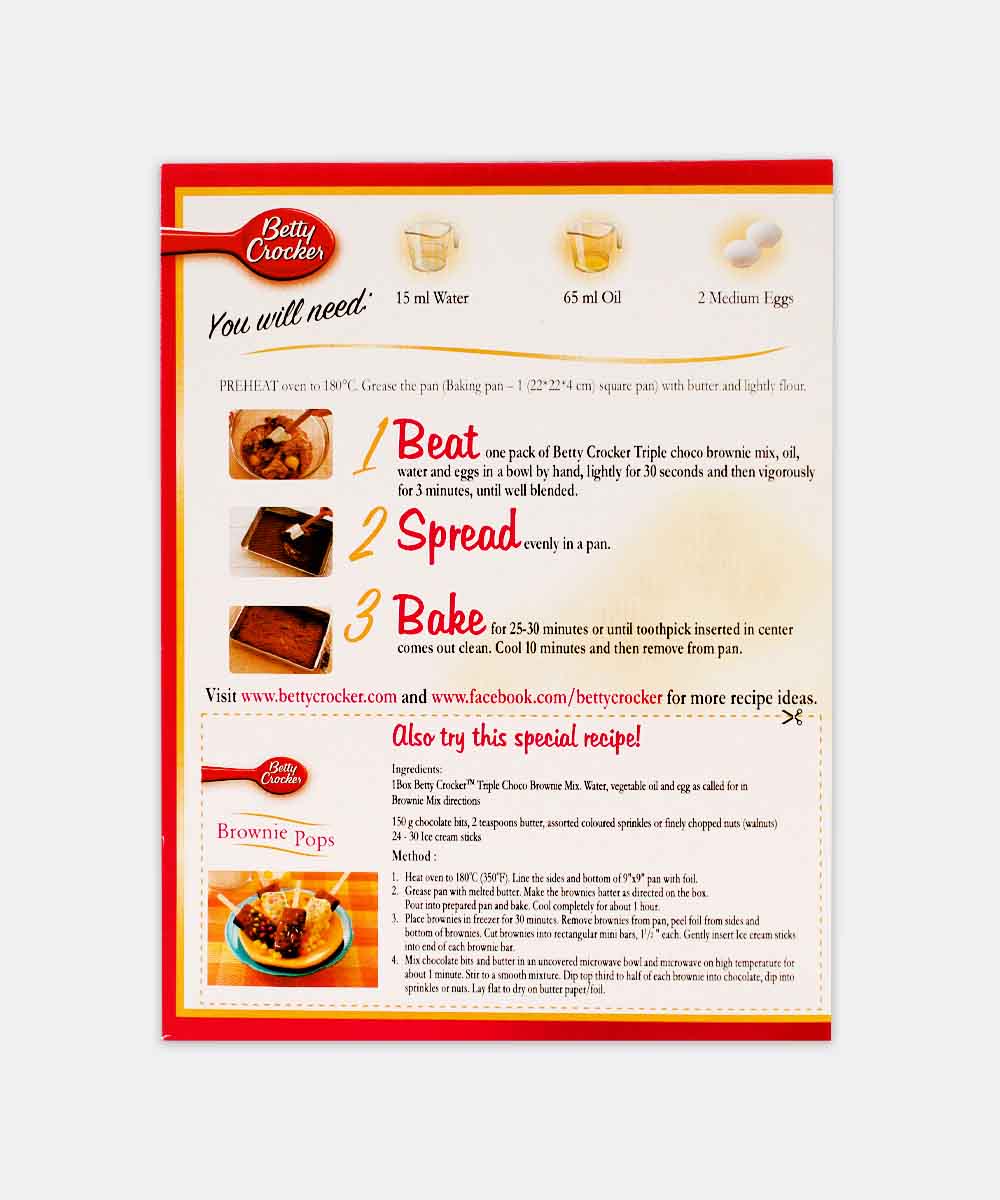 Betty Crocker Triple Choco Brownie Mix 425 Gm