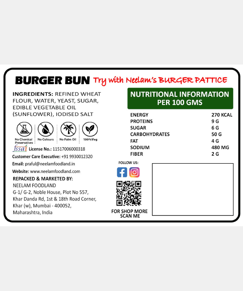 Burger Bun 4 Pieces 270 Gm