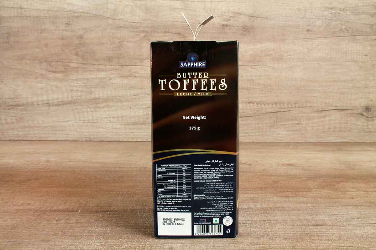 Sapphire Butter Toffees Leche/Milk 375 Gm