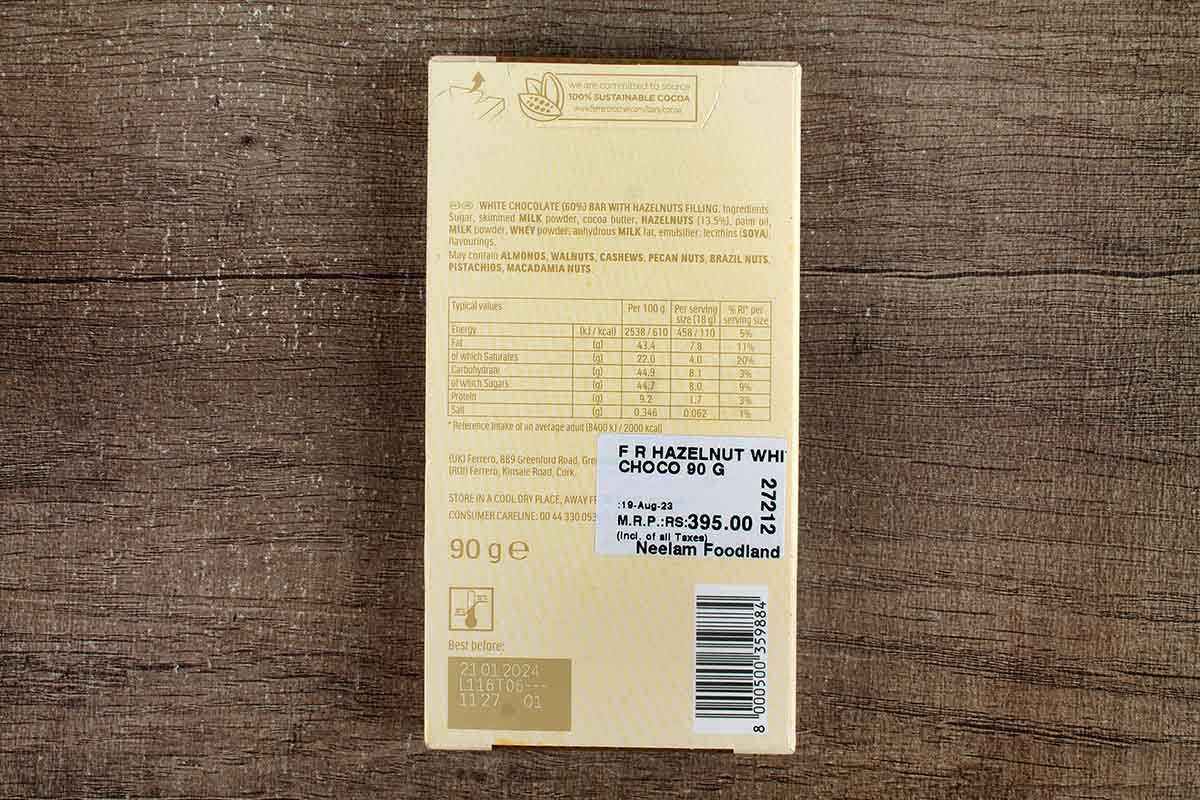 Ferrero Rocher Hazelnut White Chocolate 90 Gm