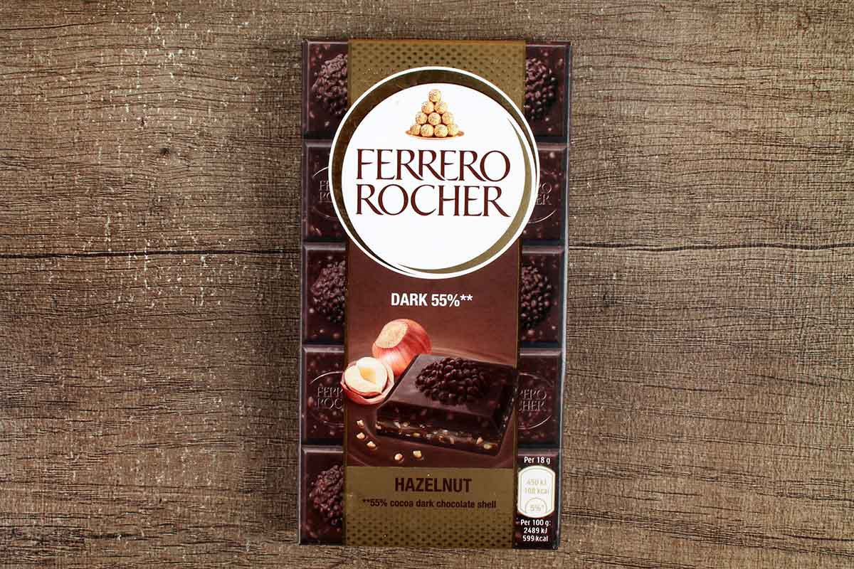 Ferrero Rocher Hazelnut Dark 55% Chocolate 90 Gm