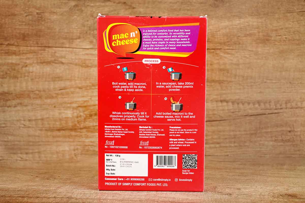 Siimply Macn Cheese Peri Peri Pasta 130 Gm