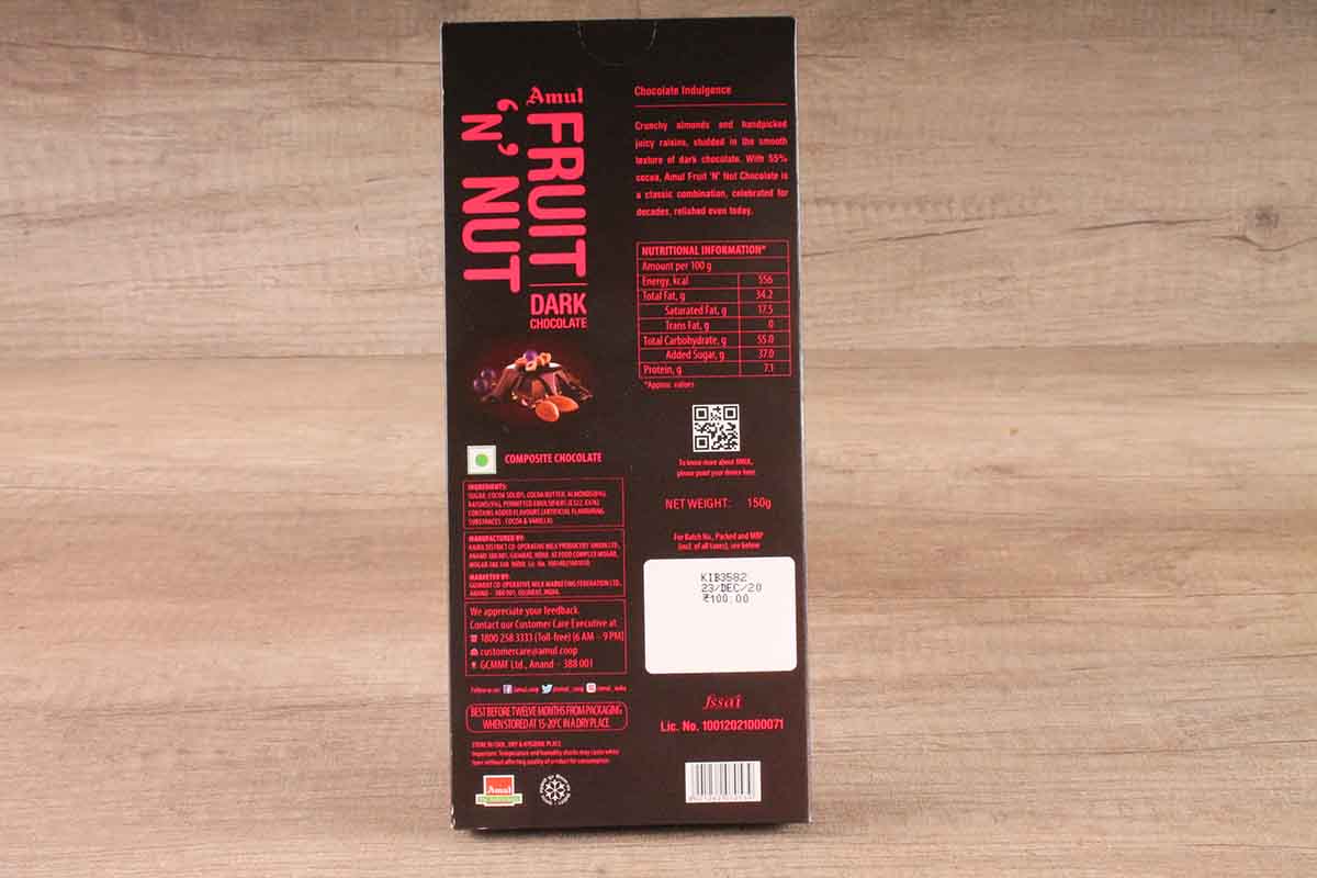 Amul Fruit N Nut Dark Chocolate 150 Gm